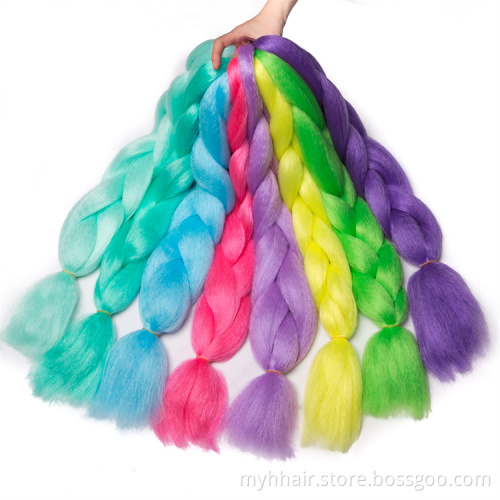Colorful Hair Extensions Braiding braids pure colorful 24 inch 100 g/piece Synthetic hair Glowing Braids Luminous